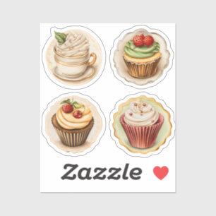 Cupcakes und Tassen 15 Aufkleber