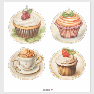 Cupcakes und Tassen Aufkleber