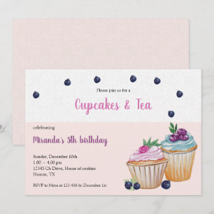 Cupcakes und Tee Geburtstagsfeier Einladung