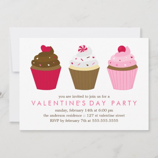 Cupcakes Valentinstag Party Einladung (Vorderseite)