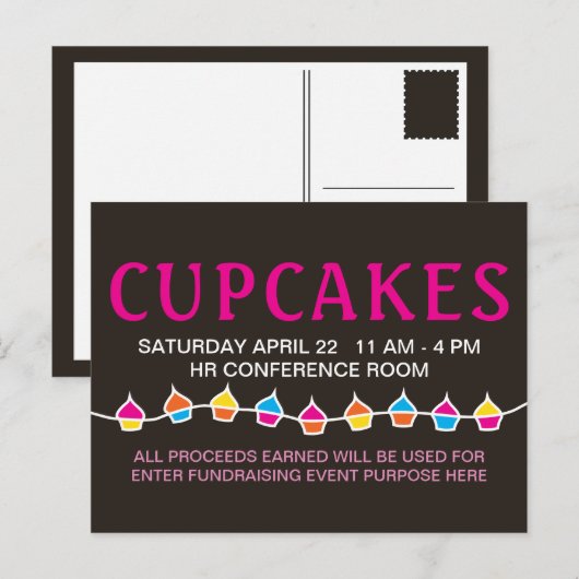 CUPCAKES-Verkaufs-Mails Postkarte (Vorne/Hinten)