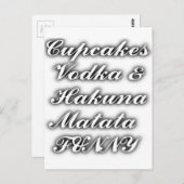 Cupcakes Vodka Hakuna Matata FUNNY Postkarte (Vorne/Hinten)