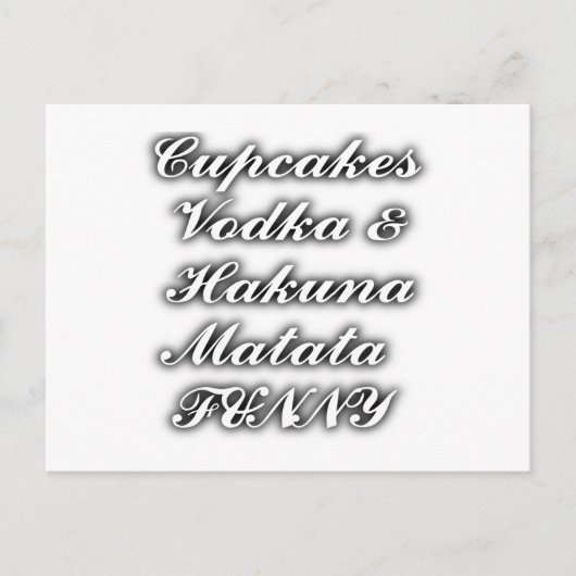 Cupcakes Vodka Hakuna Matata FUNNY Postkarte (Vorderseite)