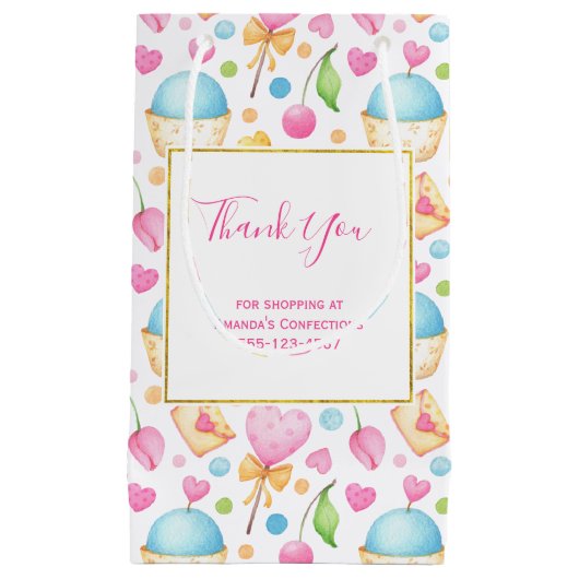 Cupcakes Wasserfarbenes Muster Business Kleine Geschenktüte (Vorderseite)