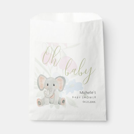 Cupe Spring Elephant Watercolor Illustration Geschenktütchen (Vorderseite)