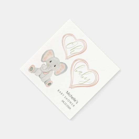 Cupe Spring Elephant Watercolor Illustration Serviette (Ecke)