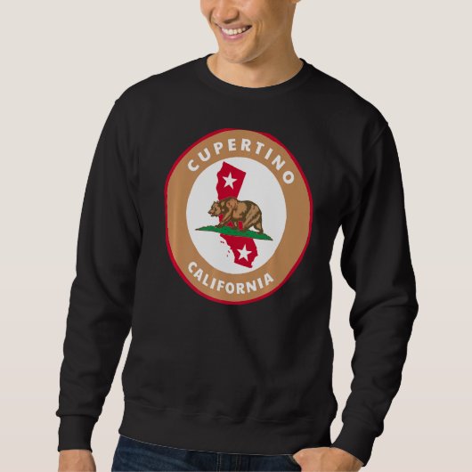 Cupertino California Ca Flag und Bären Abzeichen S Sweatshirt (Vorderseite)