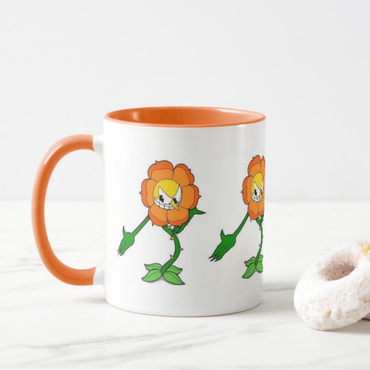Cuphead Show - Cagney Carnation - Keramik Tasse (Mit Donut)