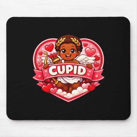Cupid Afroamerikanischer Valentinstag Mousepad (Vorne)