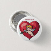 Cupid am roten Herz Button (Vorne & Hinten)
