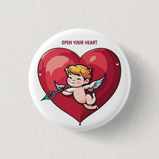 Cupid am roten Herz Button (Vorderseite)