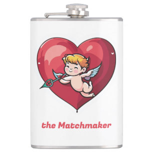 Cupid am roten Herz Flachmann