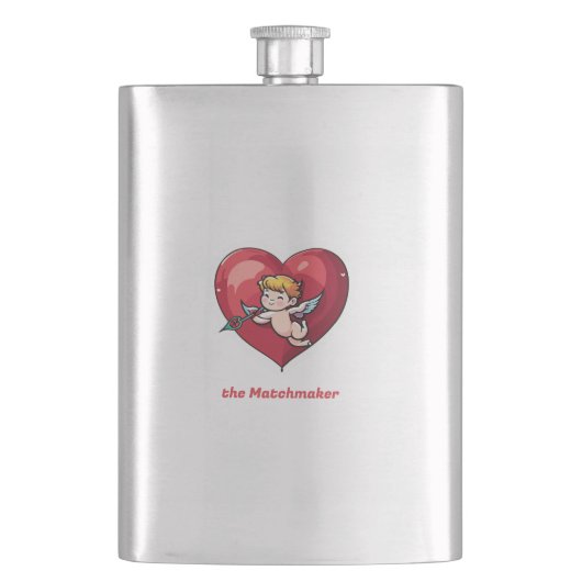 Cupid am roten Herz Flachmann (Vorderseite)