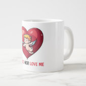 Cupid am roten Herz Jumbo-Tasse (Vorderseite Rechts)