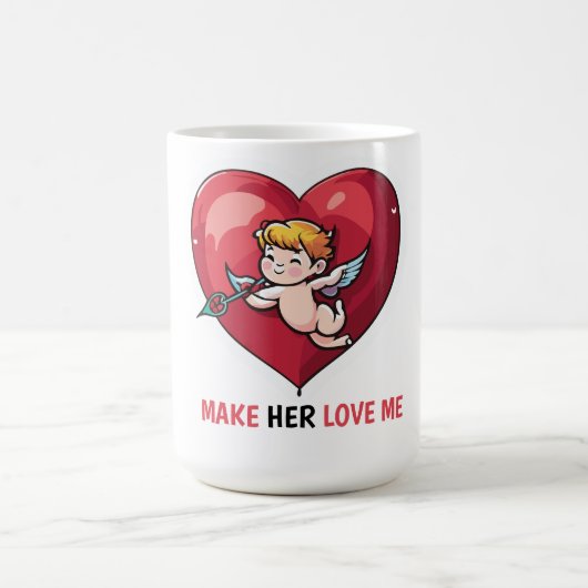 Cupid am roten Herz Kaffeetasse (Mittel)