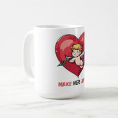 Cupid am roten Herz Kaffeetasse (Vorderseite Links)