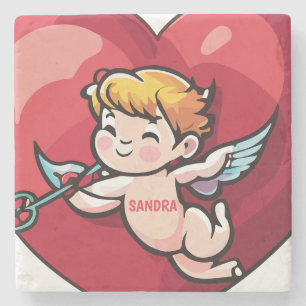 Cupid am roten Herz Steinuntersetzer