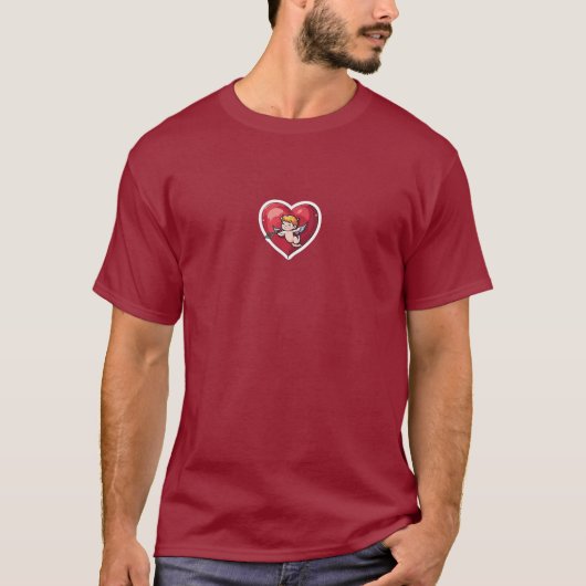 Cupid am roten Herz T-Shirt (Vorderseite)