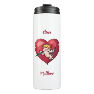 Cupid am roten Herz Thermosbecher