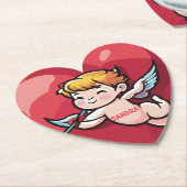 Cupid am roten Herz Untersetzer (angewinkelt)