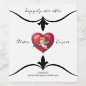 Cupid am roten Herz Weinetikett (Einzelnes Label)