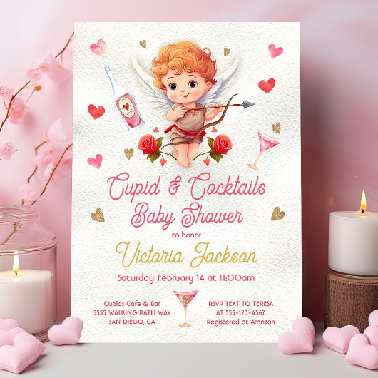 Cupid and Cocktails Valentine's Day Baby Shower Einladung