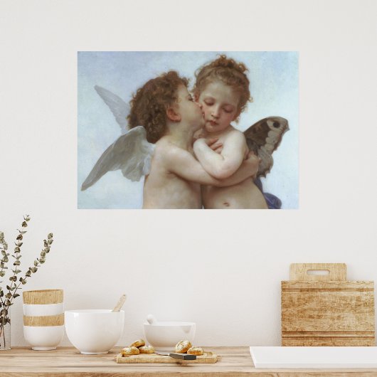 Cupid and Psyche as children - William Bouguereau Poster (Küche)