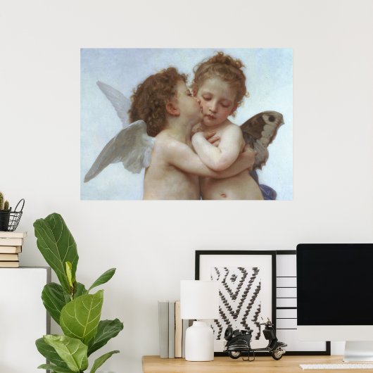 Cupid and Psyche as children - William Bouguereau Poster (Heimbüro)