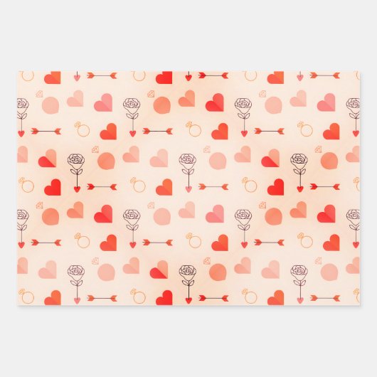 Cupid arrow with hearts valentine geschenkpapier set (Vorderseite)