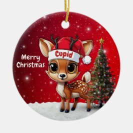 Cupid Baby Deer, Fawn, Doe, Reindeer🦌 🎄 Keramik Ornament