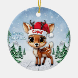 Cupid Baby Deer, Fawn, Doe, Reindeer 🦌🎄 Keramik Ornament