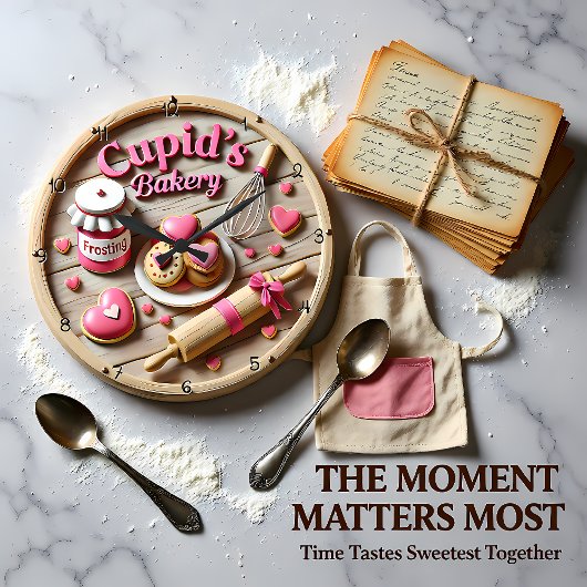 Cupid Bakery Sweetheart Kitchen Große Wanduhr