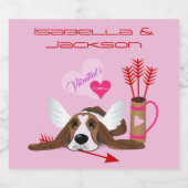 Cupid Basset Hound Schaumweinetikett (Einzelnes Label)