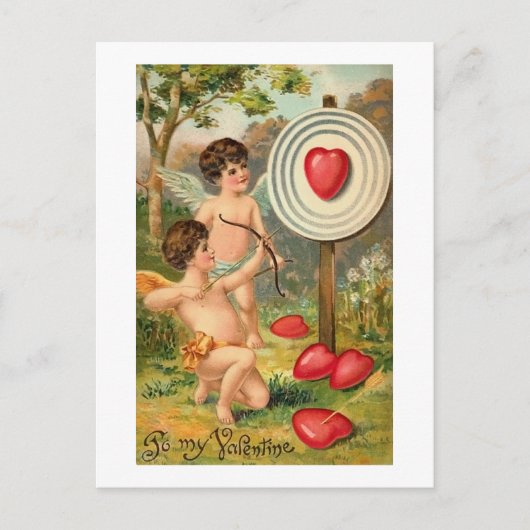 Cupid-Bogen und Pfeilherz Postkarte (Vorderseite)
