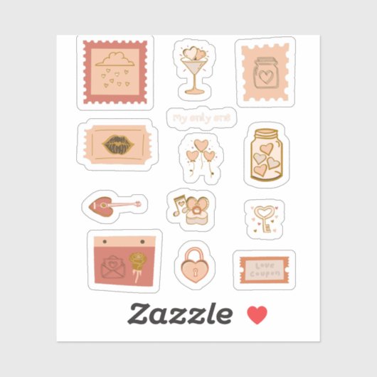 Cupid boho Liebe Doodle Scrapbook Sticker (Blatt)