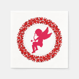 Cupid Bow & Arrow and Hearts Paper Napkin Serviette