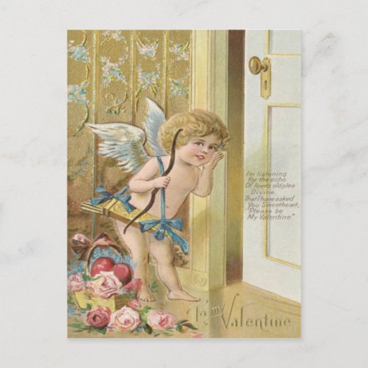 Cupid Bow Arrow Herz Rose Rose Postkarte (Vorderseite)