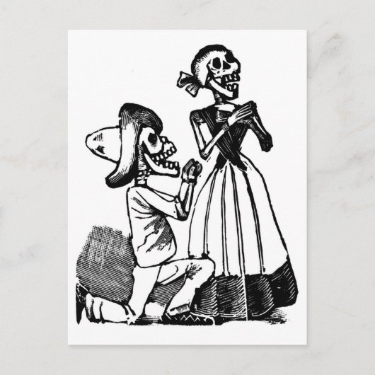 Cupid Calavera, Skeleton Lovers c. 1900er Postkarte (Vorderseite)