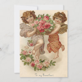 Cupid Cherub Angel Basket Rose Hochzeit Einladung