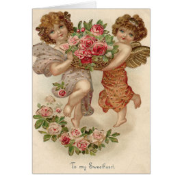 Cupid Cherub Angel Basket Rose Rose