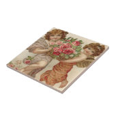 Cupid Cherub Angel Basket Rose Rose Fliese (Seite)