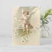 Cupid Cherub Angel Daisy Wedding Einladung (Stehend Vorderseite)