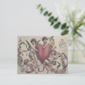 Cupid Cherub Angel Herz-Blume Postkarte (Stehend Vorderseite)