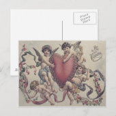 Cupid Cherub Angel Herz-Blume Postkarte (Vorne/Hinten)