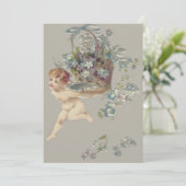 Cupid Cherub Angel Vergessen-Me-Nicht Einladung (Stehend Vorderseite)