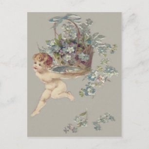 Cupid Cherub Engel Vergissmeinnicht Postkarte