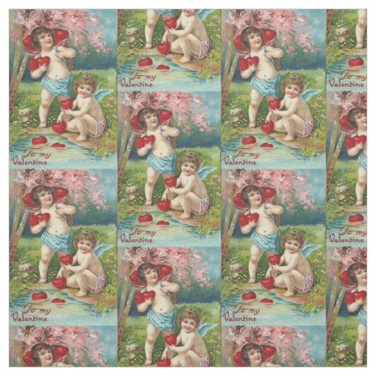 Cupid Cherub Harvesting Heart Tree Stoff (Muster)