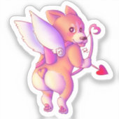 Cupid Corgi Aufkleber (Vorderseite)