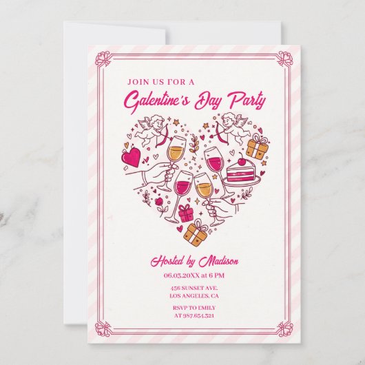 Cupid Engel Galentines Einladung Herz Design (Vorderseite)