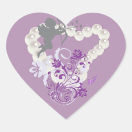Cupid Floral Pearls Herz Lila Stickers